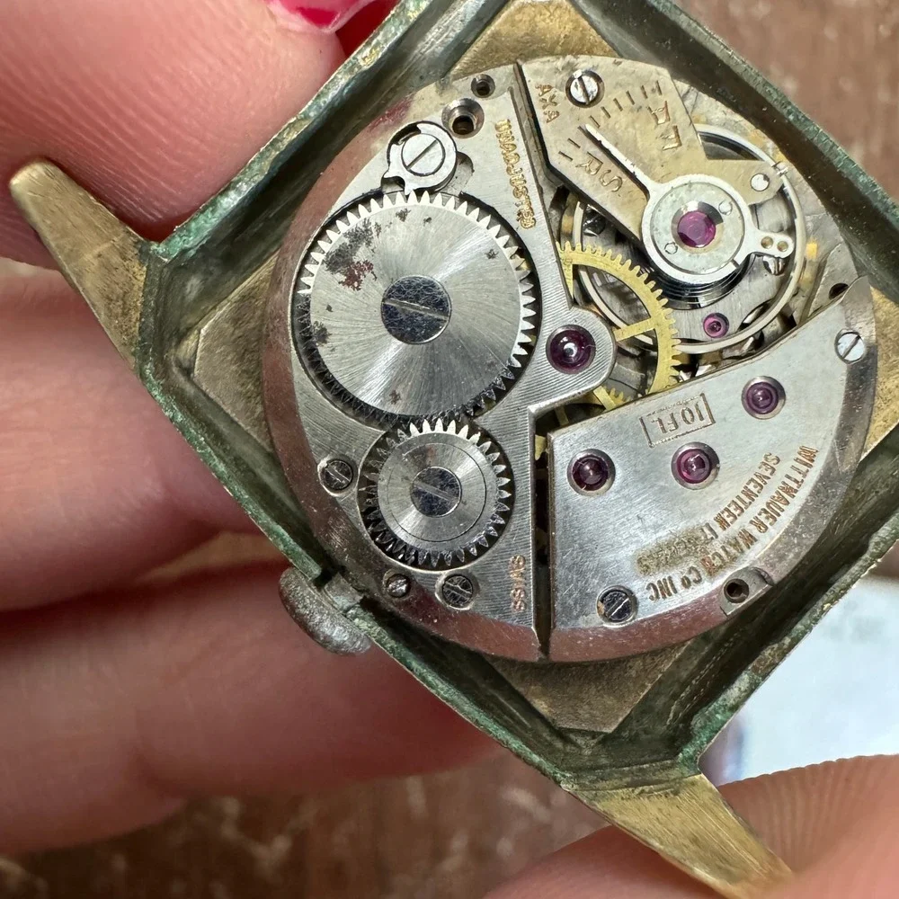 Wittnauer VINTAGE Men's 10‎ K GF 17 Jewel Rectangular Watch Face PARTS ONLY